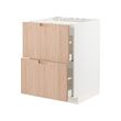 METOD/MAXIMERA - Base cab f hob/2 fronts/2 drawers, white/Fröjered light bamboo, 60x60x80 cm