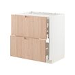 METOD/MAXIMERA - Base cab f hob/2 fronts/3 drawers, white/Fröjered light bamboo, 80x60x80 cm