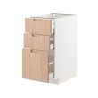 METOD/MAXIMERA - Base cabinet with 3 drawers, white/Fröjered light bamboo, 40x60x80 cm