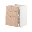 METOD/MAXIMERA - Kabinet dasar dgn 3 laci, putih/Fröjered bambu warna muda, 60x60x80 cm
