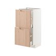 METOD/MAXIMERA - Kabinet dasar dengan 2 laci, putih/Fröjered bambu warna muda, 40x37x80 cm