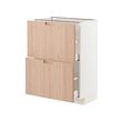 METOD/MAXIMERA - Kabinet dasar dengan 2 laci, putih/Fröjered bambu warna muda, 60x37x80 cm
