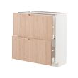 METOD/MAXIMERA - Base cabinet with 2 drawers, white/Fröjered light bamboo, 80x37x80 cm