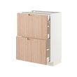 METOD/MAXIMERA - Base cab with 2 fronts/3 drawers, white/Fröjered light bamboo, 60x37x80 cm