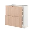 METOD/MAXIMERA - Kab dasar dg 2 pintu/3 laci, putih/Fröjered bambu warna muda, 80x37x80 cm
