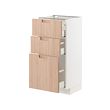 METOD/MAXIMERA - Base cabinet with 3 drawers, white/Fröjered light bamboo, 40x37x80 cm
