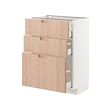 METOD/MAXIMERA - Base cabinet with 3 drawers, white/Fröjered light bamboo, 60x37x80 cm