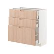 METOD/MAXIMERA - Kabinet dasar dgn 3 laci, putih/Fröjered bambu warna muda, 80x37x80 cm