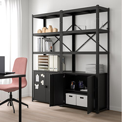BROR - Shelving unit with cabinets, black, 170x40x190 cm