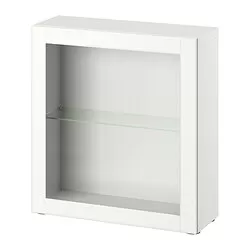 BESTÅ - Unit rak dengan pintu, putih/Ostvik putih, 60x22x64 cm