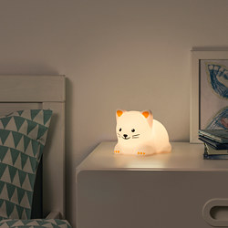 TÖVÄDER - Lampu tidur LED, kucing dioperasikan dengan baterai