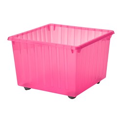 VESSLA - Storage crate with castors, light pink, 39x39 cm