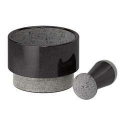 ÄDELSTEN - Cobek dan ulekan, marmer hitam
