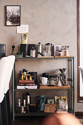OMAR - Shelving unit, grey-green, 92x36x94 cm