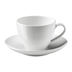 VÄRDERA - Teacup with saucer, white, 36 cl
