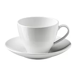 VÄRDERA - Cangkir teh dengan tatakan, putih, 36 cl