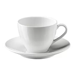 VÄRDERA - Cangkir kopi dan tatakan, putih, 20 cl