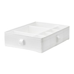 SKUBB - Kotak dengan kompartemen, putih, 44x34x11 cm