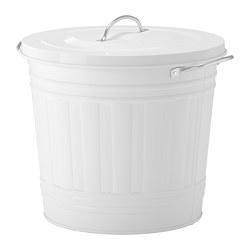 KNODD - Bin with lid, white, 16 l