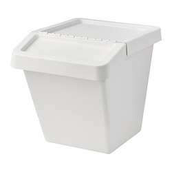 SORTERA - Waste sorting bin with lid, white, 60 l