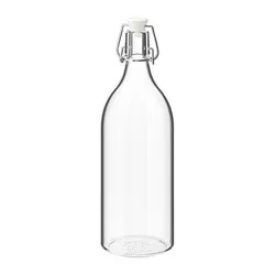 KORKEN - Botol dengan penutup, kaca bening, 1 l