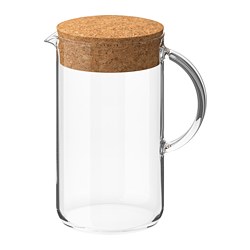 IKEA 365+ - Pitcher dengan penutup, kaca bening/gabus, 1.5 l
