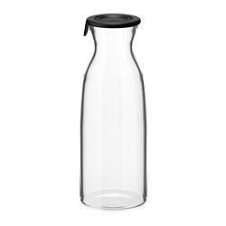 VARDAGEN - Karafe dengan penutup, kaca bening, 1.0 l