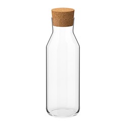 IKEA 365+ - Karafe dengan penutup, kaca bening/gabus, 1 l