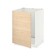 METOD - Kabinet dasar untuk bak cuci, putih/Askersund efek kayu ash terang, 60x60x80 cm