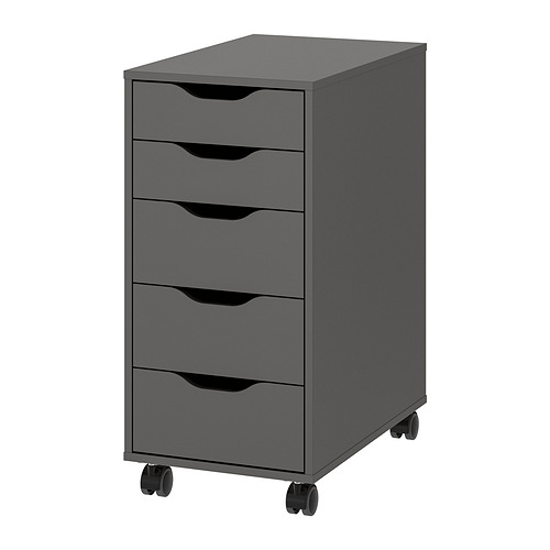 ALEX drawer unit on castors, dark grey/black, 36x76 cm | IKEA