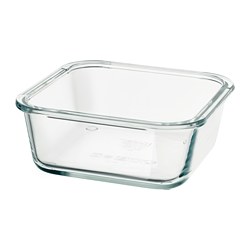 IKEA 365+ - Tempat makanan, segi empat/kaca, 600 ml