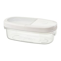 IKEA 365+ - Stoples makanan kering + penutup, transparan/putih, 0.3 l