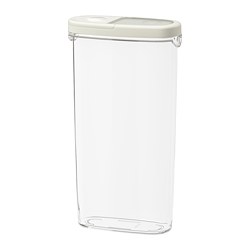 IKEA 365+ - Stoples makanan kering + penutup, transparan/putih, 2.3 l