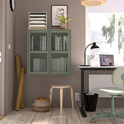 IVAR - Cabinet with doors, grey-green mesh, 80x83 cm