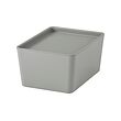 KUGGIS - Box with lid, light grey, 13x18x8 cm