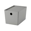 KUGGIS - Box with lid, light grey, 18x26x15 cm
