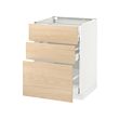 METOD - Kabinet dasar dgn 3 laci, putih Maximera/Askersund efek kayu ash terang, 60x60x80 cm