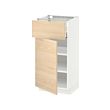 METOD/MAXIMERA - Base cabinet with drawer/door, white/Askersund light ash effect, 40x37x80 cm