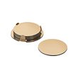 GLATTIS - Coasters with holder, brass-colour, 8.5 cm