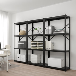 BROR - Shelving unit, black, 254x40x190 cm