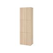 BESTÅ - Unit rak dengan pintu, efek kayu oak diwarnai putih/Lappviken efek kayu oak diwarnai putih, 60x42x193 cm