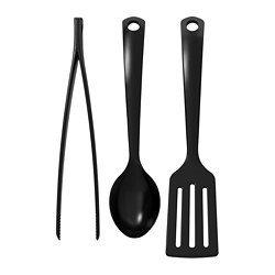 GNARP - Perkakas dapur, set isi 3, hitam