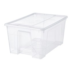SAMLA - Box with lid, transparent, 57x39x28 cm/45 l
