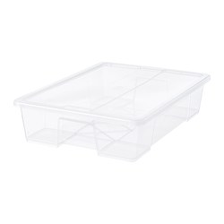 SAMLA - Box with lid, transparent, 79x57x18 cm/55 l