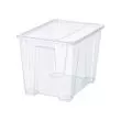 SAMLA - Box with lid, transparent, 39x28x28 cm/22 l