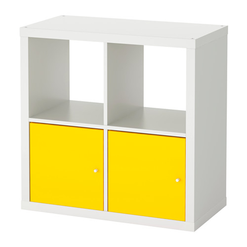 Kallax Shelving Unit With Doors White Yellow Ikea Indonesia