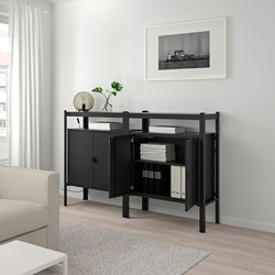 BROR - Shelving unit with cabinets, black, 170x40x110 cm