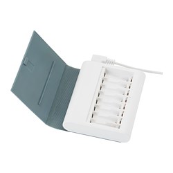 TJUGO - Battery charger with storage, grey-green