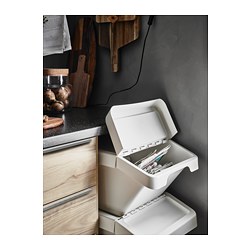 SORTERA - Tempat pemilah sampah dg penutup, putih, 37 l