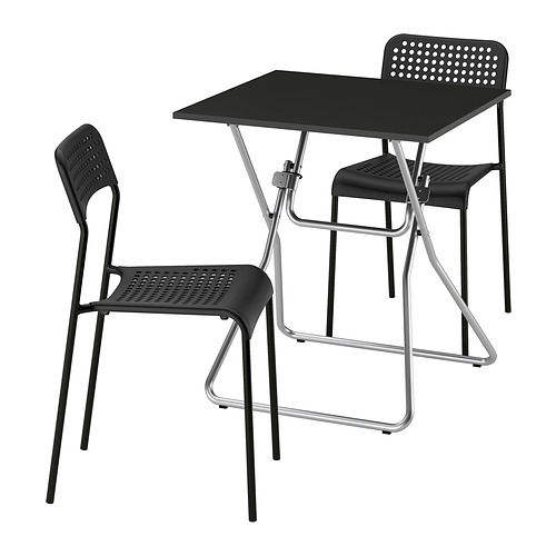 GUNDE/ADDE table and chairs, folding black/black, 67x67 cm